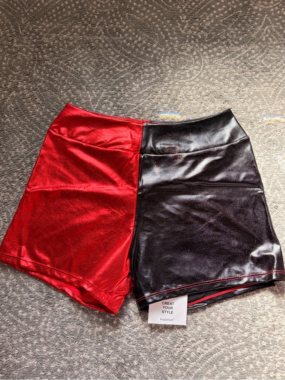 Shiny Two-Toned Red and Black Shorts
